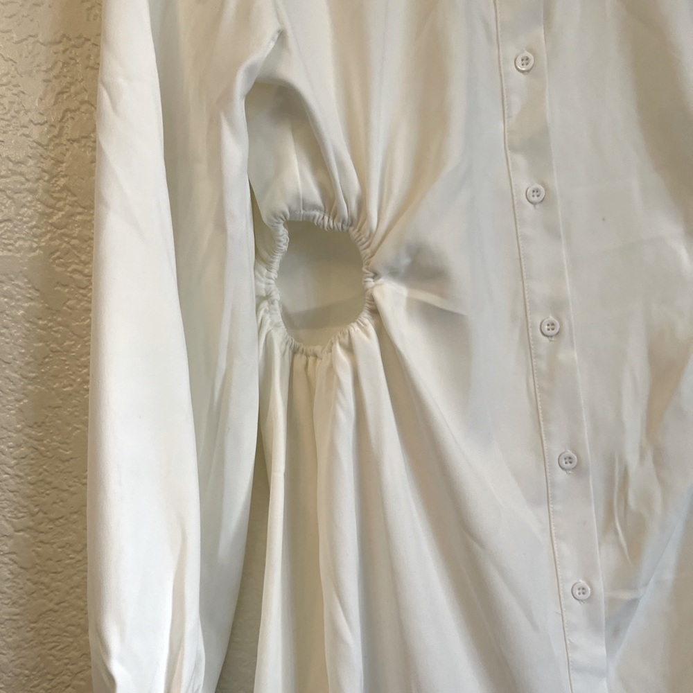 Nasty Gal White Long Sleeve Button-Up Dress - Picture 4 of 10